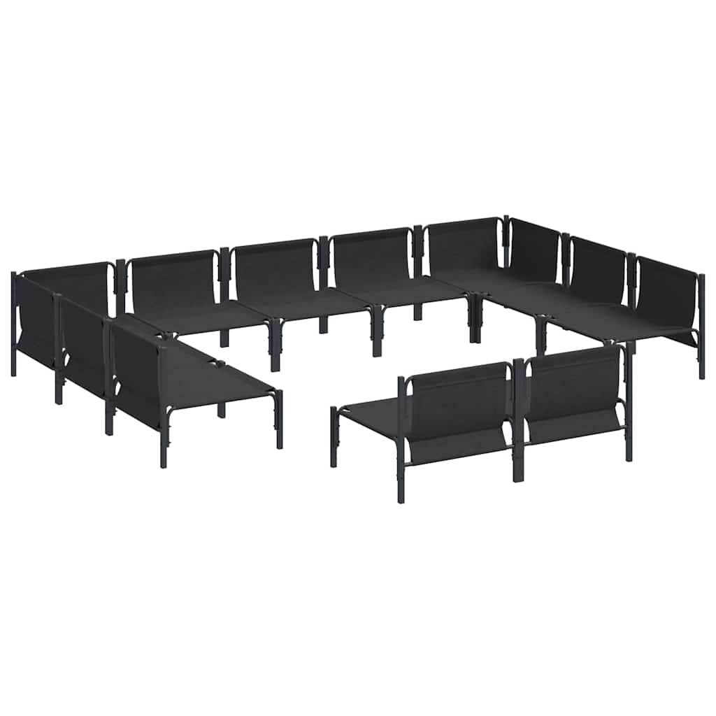 Garden Sofa Set with Cushion 11 pcs Black Steel