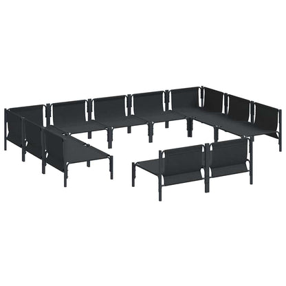 Garden Sofa Set with Cushion 11 pcs Black Steel