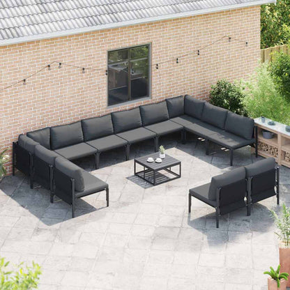 Garden Sofa Set with Cushion 12 pcs Black Steel