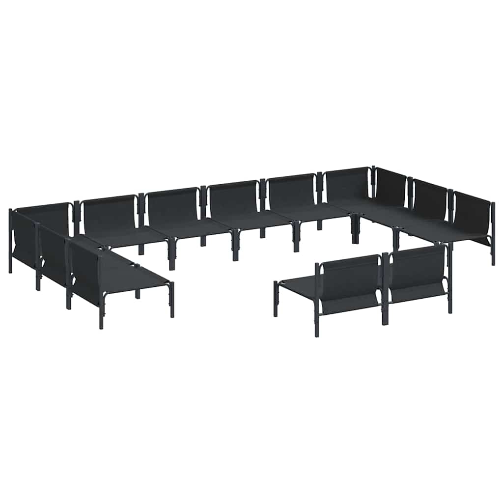 Garden Sofa Set with Cushion 12 pcs Black Steel
