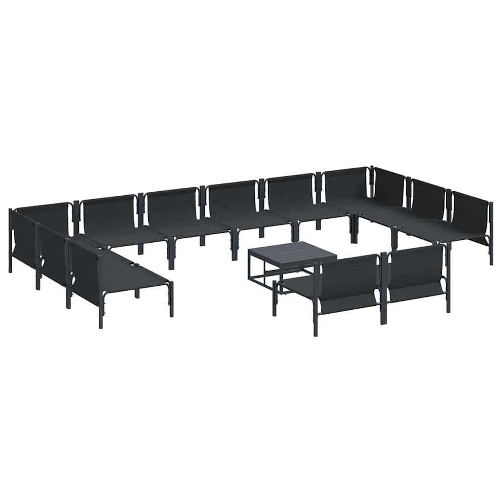 Garden Sofa Set with Cushion 13 pcs Black Steel