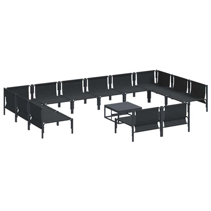 Garden Sofa Set with Cushion 13 pcs Black Steel
