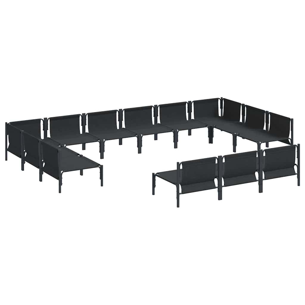 Garden Sofa Set with Cushion 13 pcs Black Steel