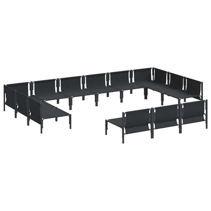 Garden Sofa Set with Cushion 13 pcs Black Steel