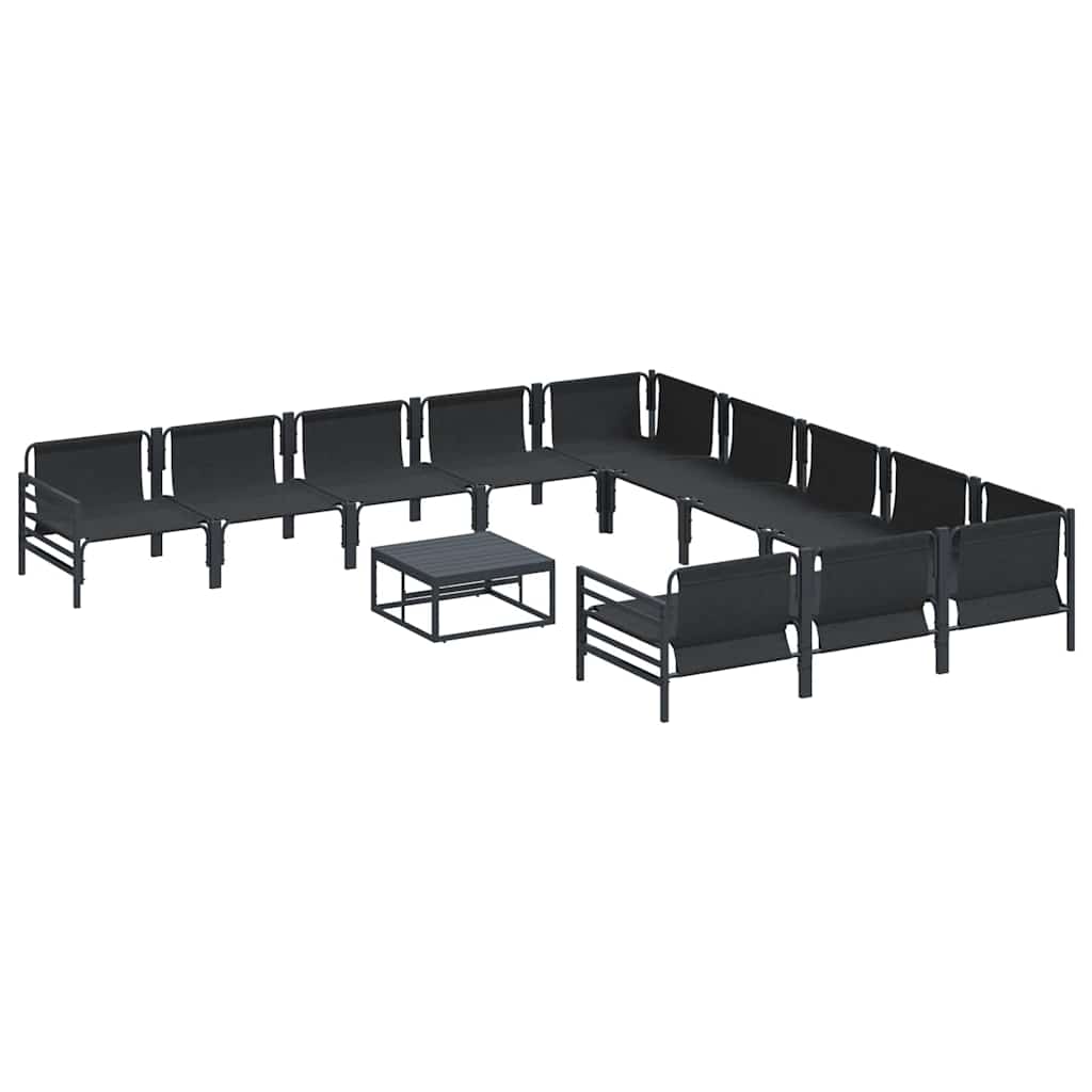 Garden Sofa Set with Cushion 12 pcs Black Steel