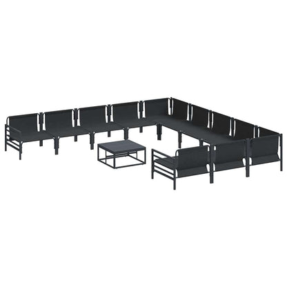 Garden Sofa Set with Cushion 12 pcs Black Steel