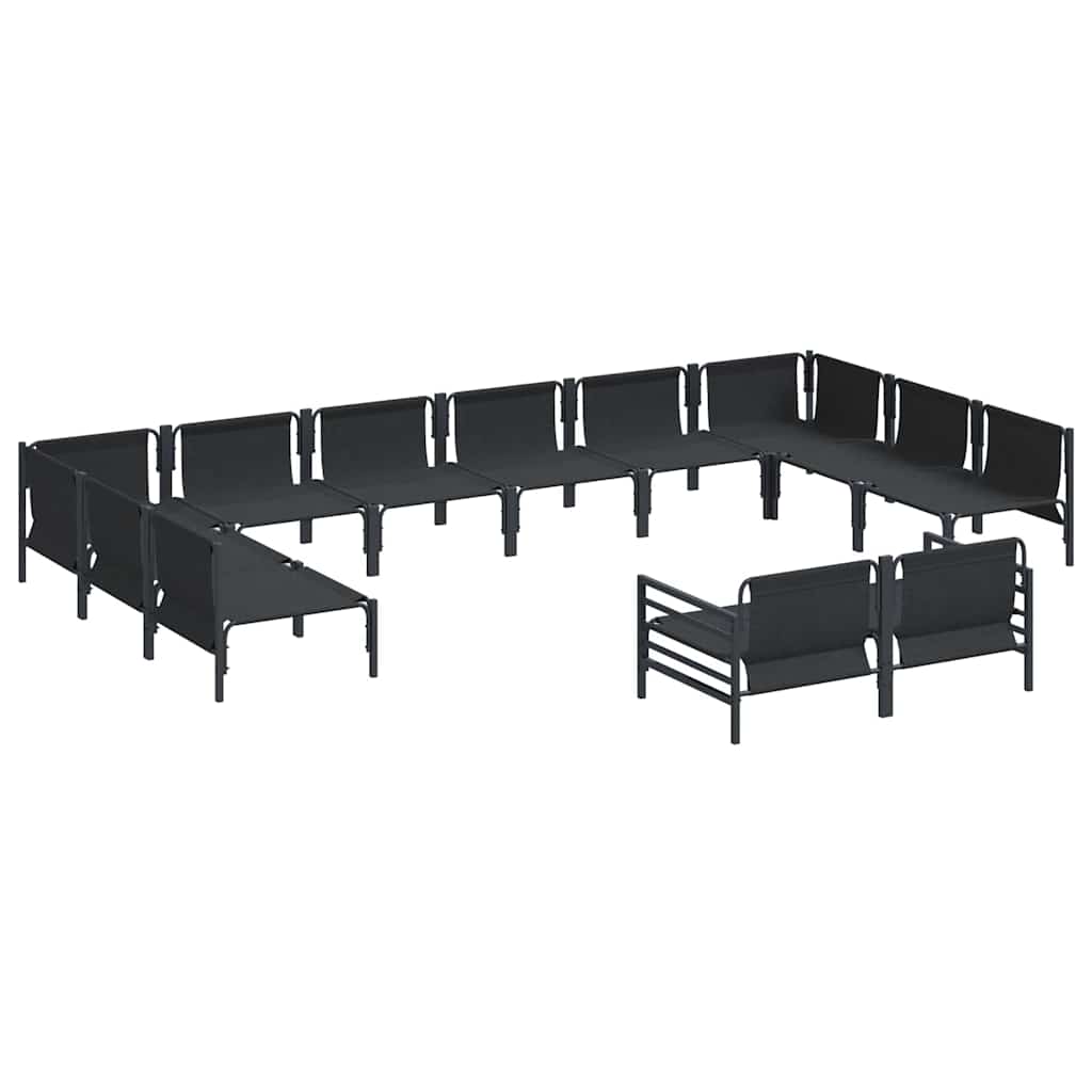 Garden Sofa Set with Cushion 12 pcs Black Steel