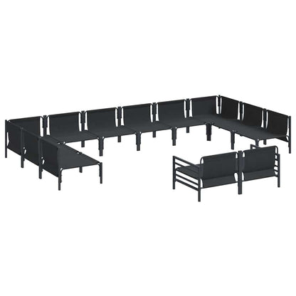 Garden Sofa Set with Cushion 12 pcs Black Steel