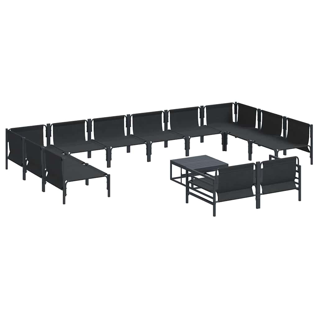 Garden Sofa Set with Cushion 13 pcs Black Steel
