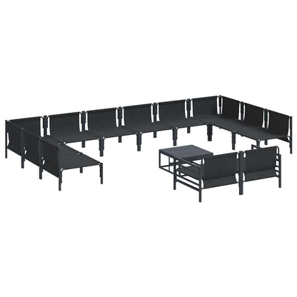 Garden Sofa Set with Cushion 13 pcs Black Steel