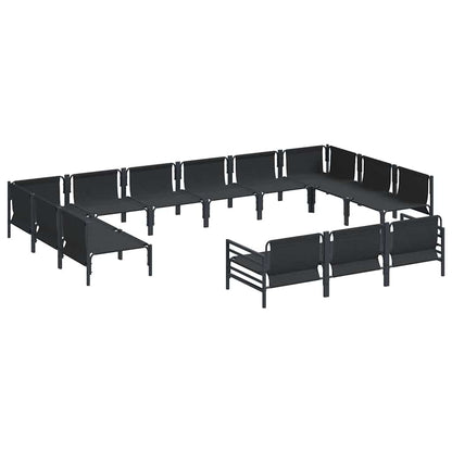 Garden Sofa Set with Cushion 13 pcs Black Steel