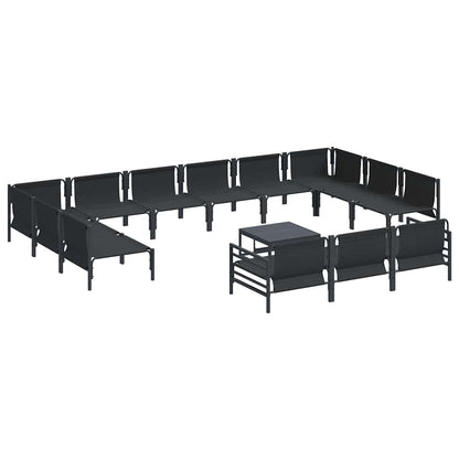Garden Sofa Set with Cushion 14 pcs Black Steel