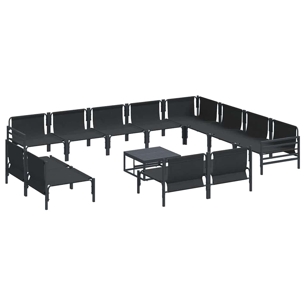 Garden Sofa Set with Cushion 13 pcs Black Steel