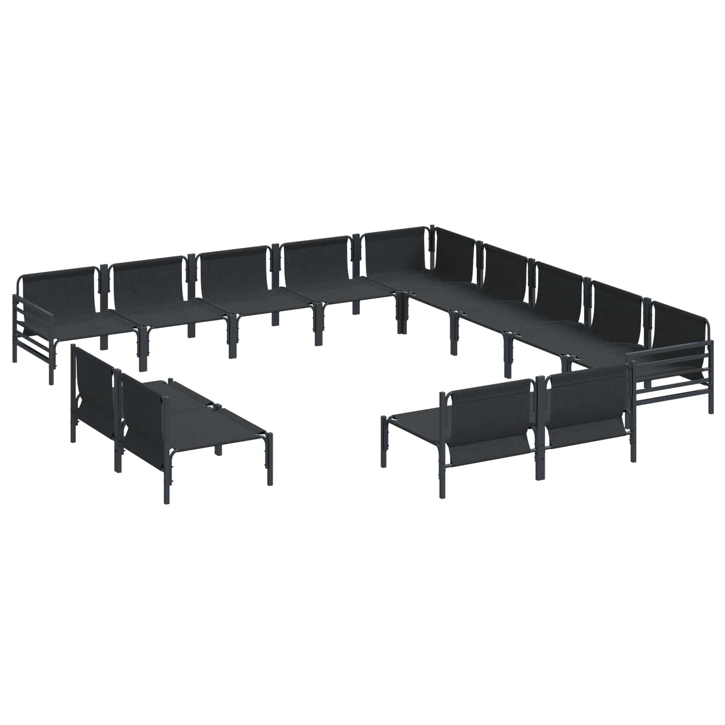 Garden Sofa Set with Cushion 13 pcs Black Steel