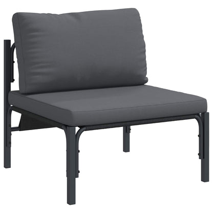 Garden Sofa Set with Cushion 14 pcs Black Steel