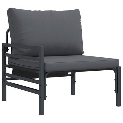 Garden Sofa Set with Cushion 14 pcs Black Steel