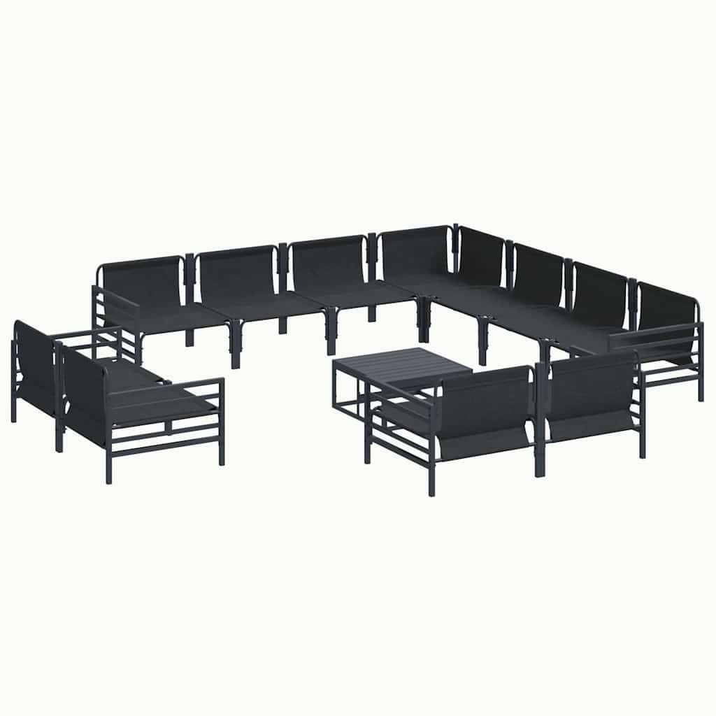 Garden Sofa Set with Cushion 12 pcs Black Steel