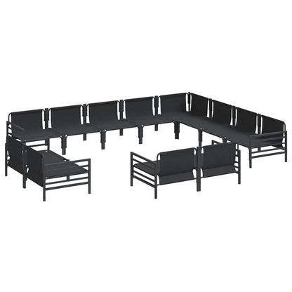 Garden Sofa Set with Cushion 12 pcs Black Steel