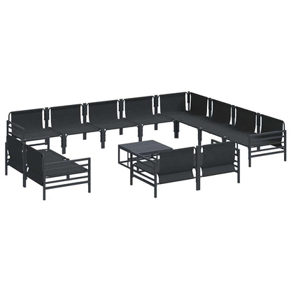 Garden Sofa Set with Cushion 13 pcs Black Steel