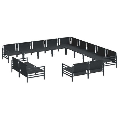 Garden Sofa Set with Cushion 13 pcs Black Steel