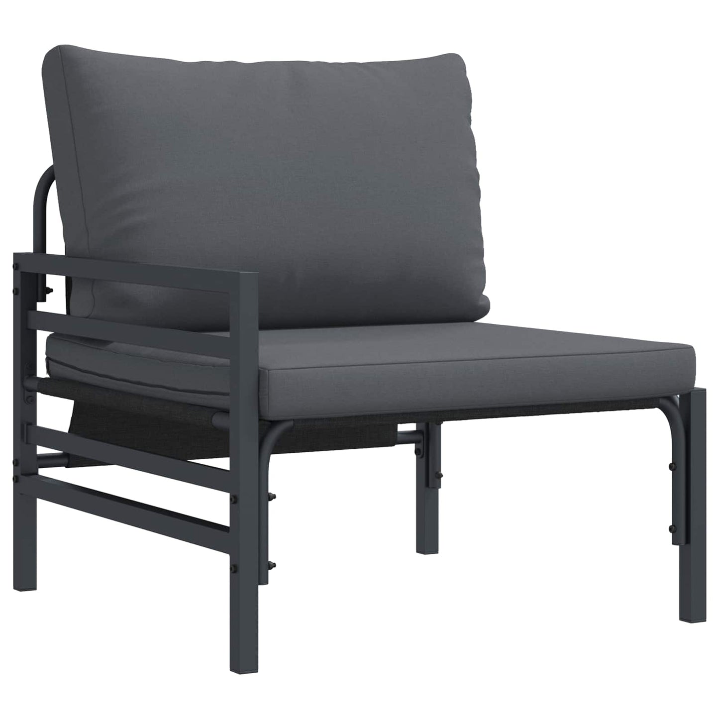 Garden Sofa Set with Cushion 14 pcs Black Steel