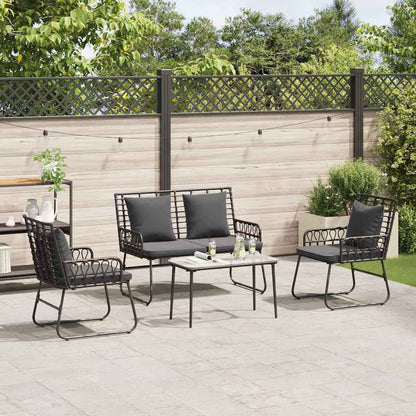 Garden Furniture Set 4 pcs Black and Anthracite Poly Rattan