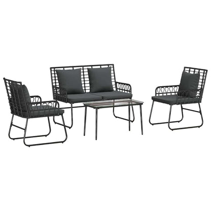 Garden Furniture Set 4 pcs Black and Anthracite Poly Rattan