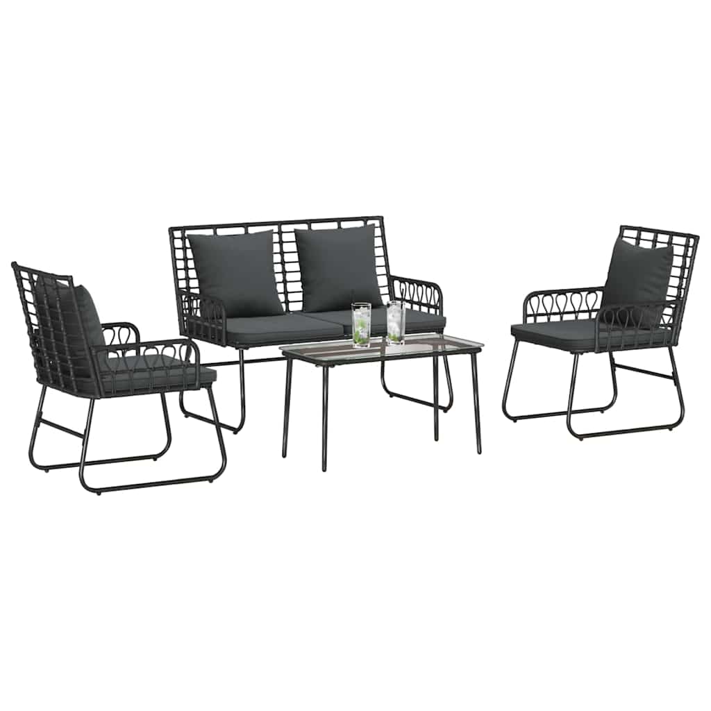Garden Furniture Set 4 pcs Black and Anthracite Poly Rattan