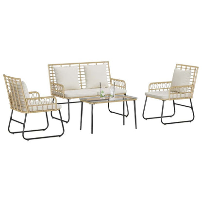 Garden Furniture Set 4 pcs Black and Anthracite Poly Rattan