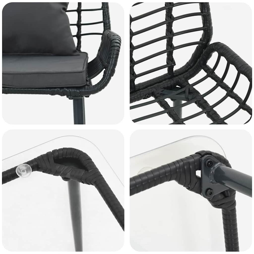 Garden Furniture Set 4 pcs Black and Cream Poly Rattan