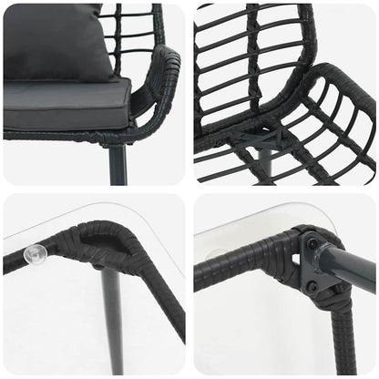 Garden Furniture Set 4 pcs Black and Cream Poly Rattan