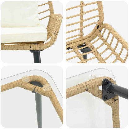 Garden Furniture Set 4 pcs Black and Cream Poly Rattan