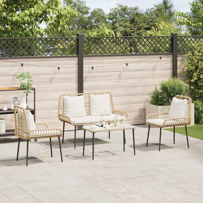 Garden Furniture Set 4 pcs Black and Cream Poly Rattan