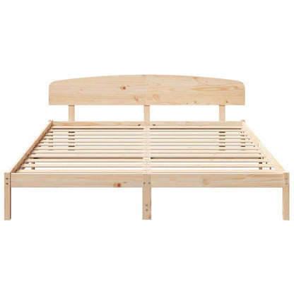 Bed Frame with Headboard Natural 200 x 200 cm Solid Pine Wood