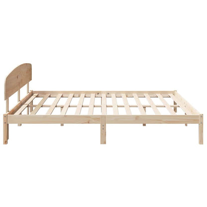 Bed Frame with Headboard Natural 200 x 200 cm Solid Pine Wood