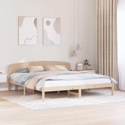 Bed Frame with Headboard Natural 180 x 200 cm Solid Pine Wood