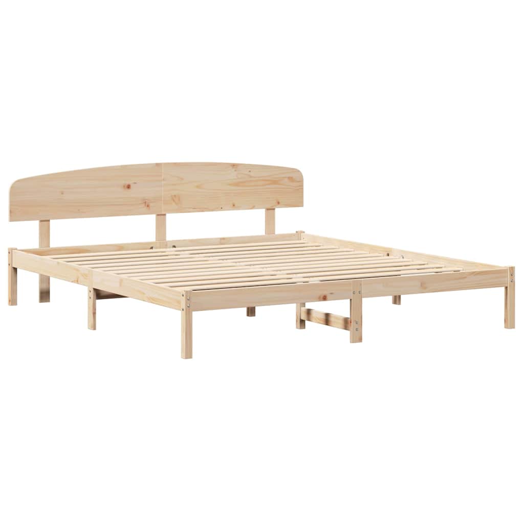 Bed Frame with Headboard Natural 180 x 200 cm Solid Pine Wood