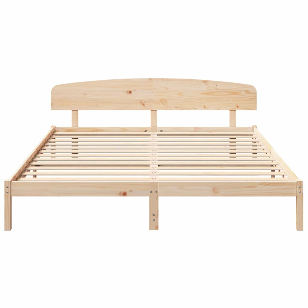 Bed Frame with Headboard Natural 180 x 200 cm Solid Pine Wood