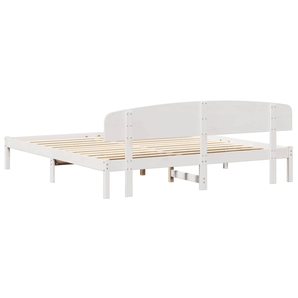 Bed Frame with Headboard White 180 x 200 cm Solid Pine Wood