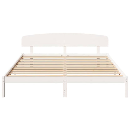 Bed Frame with Headboard White 180 x 200 cm Solid Pine Wood