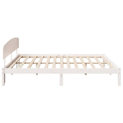 Bed Frame with Headboard White 180 x 200 cm Solid Pine Wood