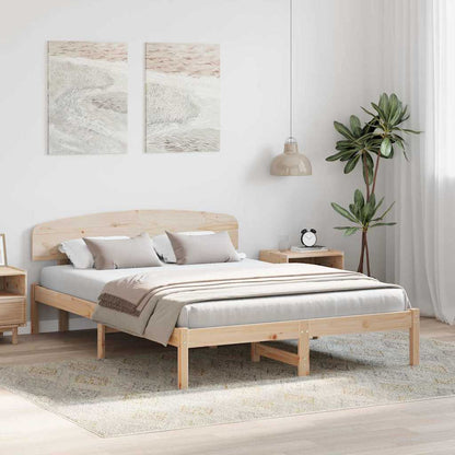 Bed Frame with Headboard Natural 160 x 200 cm Solid Pine Wood