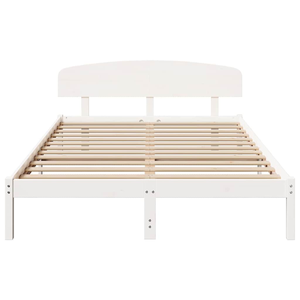 Bed Frame with Headboard White 160 x 200 cm Solid Pine Wood