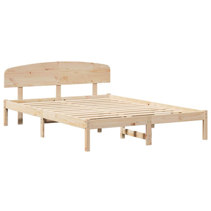 Bed Frame with Headboard Natural 150 x 200 cm Solid Pine Wood