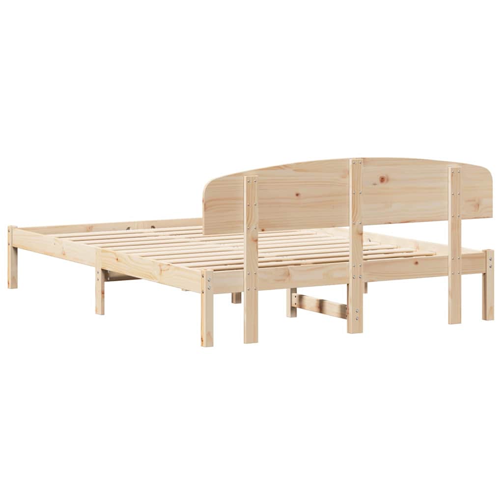 Bed Frame with Headboard Natural 150 x 200 cm Solid Pine Wood