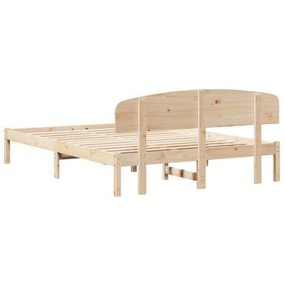 Bed Frame with Headboard Natural 150 x 200 cm Solid Pine Wood