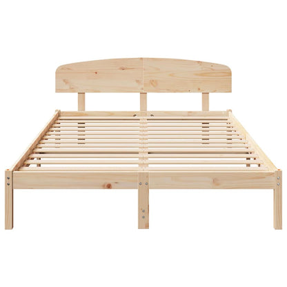 Bed Frame with Headboard Natural 150 x 200 cm Solid Pine Wood