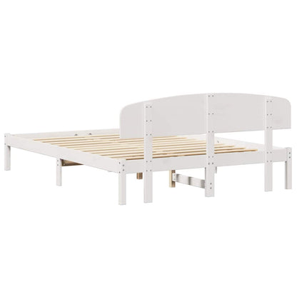 Bed Frame with Headboard White 150 x 200 cm Solid Pine Wood
