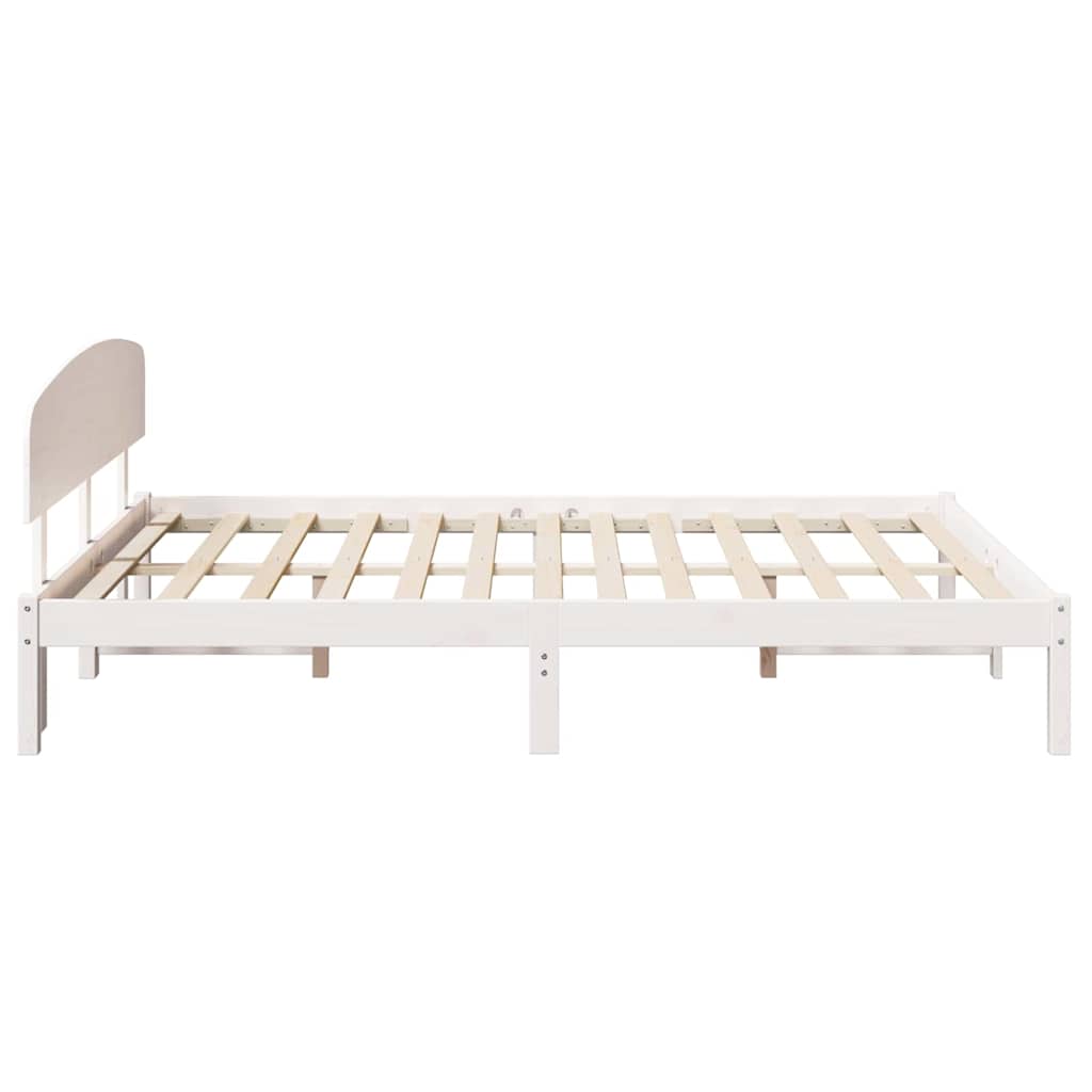 Bed Frame with Headboard White 150 x 200 cm Solid Pine Wood