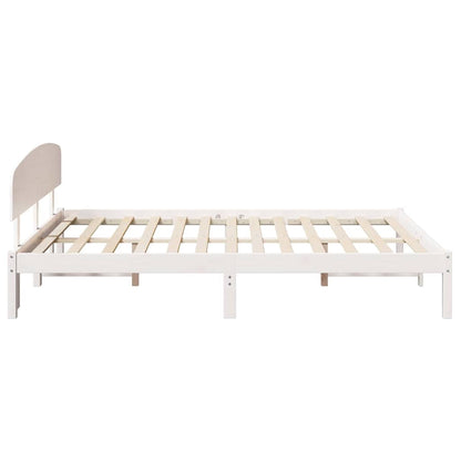Bed Frame with Headboard White 150 x 200 cm Solid Pine Wood